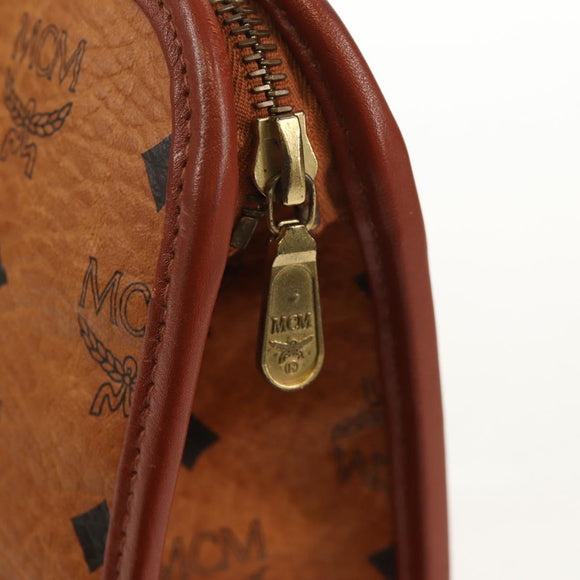 MCM Logogram Vicetos Clutch Bag PVC Leather Brown Gold Auth am9844V