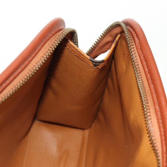 MCM Logogram Vicetos Clutch Bag PVC Leather Brown Gold Auth am9844V