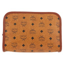 MCM Logogram Vicetos Clutch Bag PVC Leather Brown Gold Auth am9844V-3