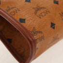 MCM Logogram Vicetos Clutch Bag PVC Leather Brown Gold Auth am9844V-8