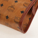 MCM Logogram Vicetos Clutch Bag PVC Leather Brown Gold Auth am9844V-9