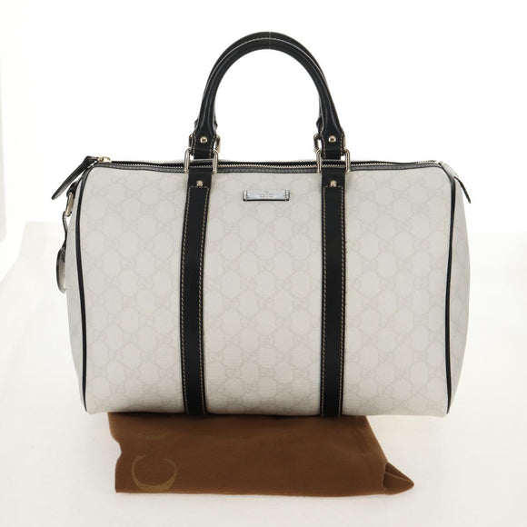 GUCCI GG Supreme Boston Bag PVC White Gold 193603 Auth am9846V