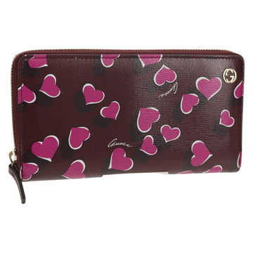 GUCCI Heart Long Wallet Leather Purple Auth am9847V