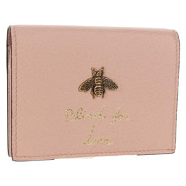 GUCCI Animalie Compact Wallet Leather Pink Gold 498096 Auth am9852V