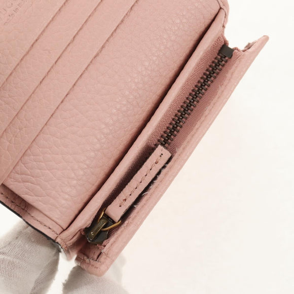 GUCCI Animalie Compact Wallet Leather Pink Gold 498096 Auth am9852V