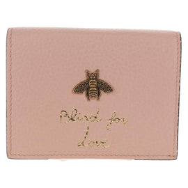 GUCCI Animalie Compact Wallet Leather Pink Gold 498096 Auth am9852V - 0