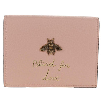 GUCCI Animalie Compact Wallet Leather Pink Gold 498096 Auth am9852V - 0