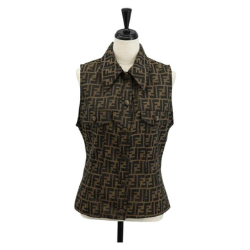 FENDI Zucca Canvas Best Jacket Black Brown Auth am9854V