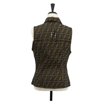 FENDI Zucca Canvas Best Jacket Black Brown Auth am9854V - 0
