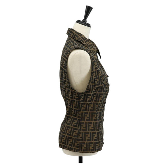 FENDI Zucca Canvas Best Jacket Black Brown Auth am9854V