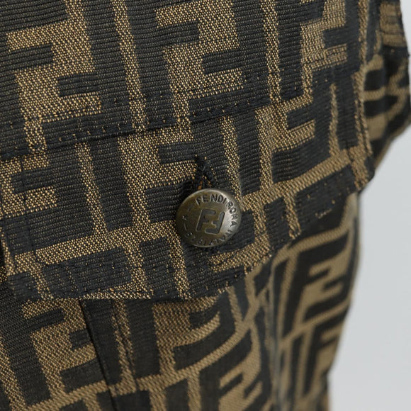 FENDI Zucca Canvas Best Jacket Black Brown Auth am9854V