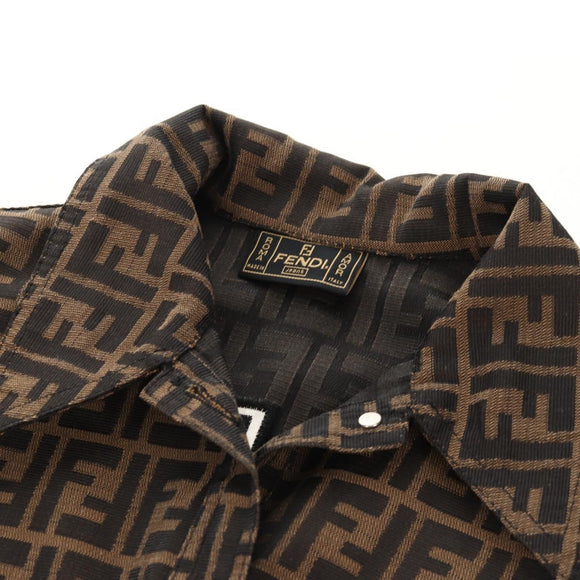 FENDI Zucca Canvas Best Jacket Black Brown Auth am9854V