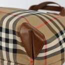 Burberrys Nova Check Hand Bag Canvas Beige Gold Auth am9855-12