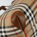 Burberrys Nova Check Hand Bag Canvas Beige Gold Auth am9855-13