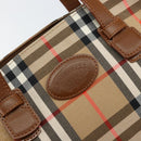 Burberrys Nova Check Hand Bag Canvas Beige Gold Auth am9855-14