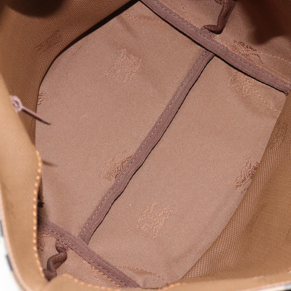 Burberrys Nova Check Hand Bag Canvas Beige Gold Auth am9855