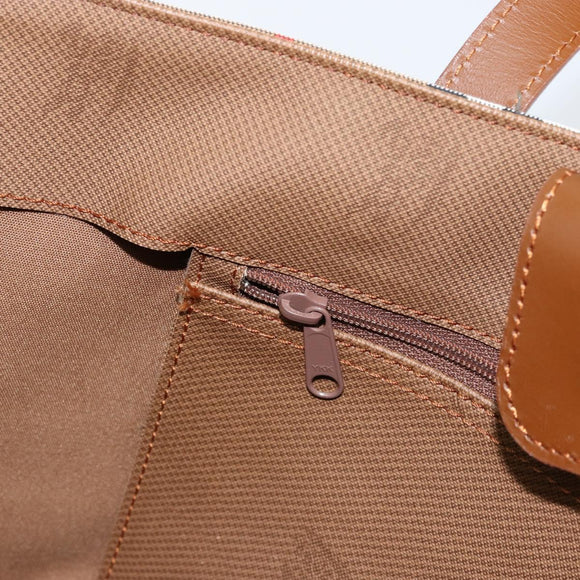 Burberrys Nova Check Hand Bag Canvas Beige Gold Auth am9855