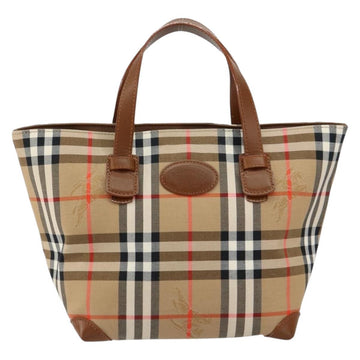 Burberrys Nova Check Hand Bag Canvas Beige Gold Auth am9855 - 0