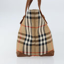 Burberrys Nova Check Hand Bag Canvas Beige Gold Auth am9855-5