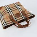Burberrys Nova Check Hand Bag Canvas Beige Gold Auth am9855-6