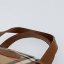 Burberrys Nova Check Hand Bag Canvas Beige Gold Auth am9855-8