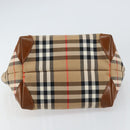 Burberrys Nova Check Hand Bag Canvas Beige Gold Auth am9855-9