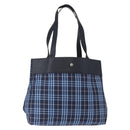 BURBERRY Nova Check Tote Bag Nylon Blue Silver Auth am9857-1