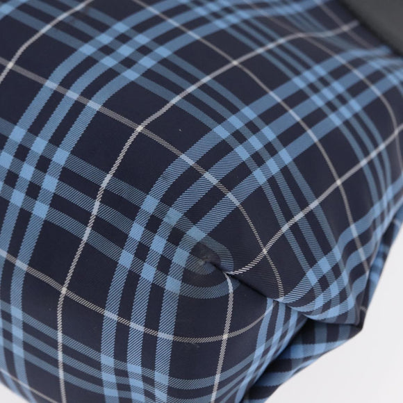 BURBERRY Nova Check Tote Bag Nylon Blue Silver Auth am9857