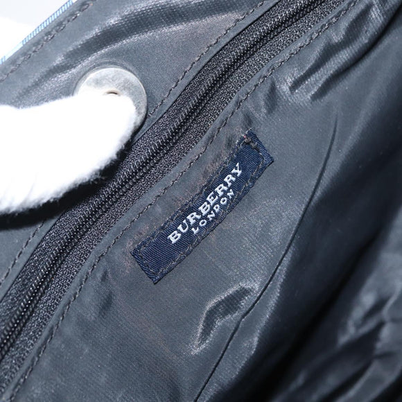 BURBERRY Nova Check Tote Bag Nylon Blue Silver Auth am9857