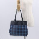 BURBERRY Nova Check Tote Bag Nylon Blue Silver Auth am9857-20