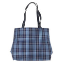 BURBERRY Nova Check Tote Bag Nylon Blue Silver Auth am9857-3