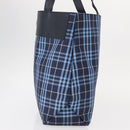 BURBERRY Nova Check Tote Bag Nylon Blue Silver Auth am9857-4