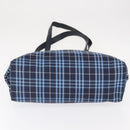 BURBERRY Nova Check Tote Bag Nylon Blue Silver Auth am9857-9