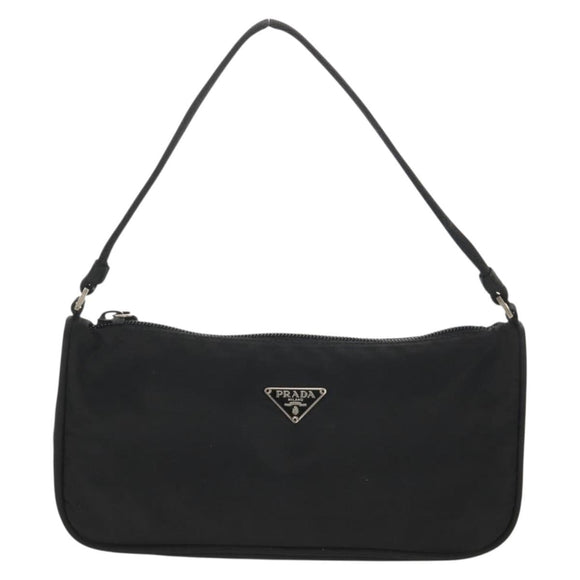 PRADA Accessory Pouch Nylon Black Silver Auth am9858V