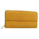 BOTTEGA VENETA INTRECCIATO Long Wallet Leather Yellow Auth am9863-1