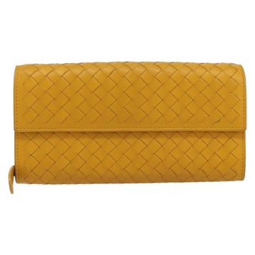 BOTTEGA VENETA INTRECCIATO Long Wallet Leather Yellow Auth am9863 - 0