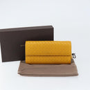 BOTTEGA VENETA INTRECCIATO Long Wallet Leather Yellow Auth am9863-20