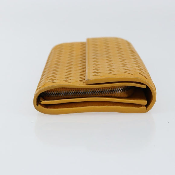 BOTTEGA VENETA INTRECCIATO Long Wallet Leather Yellow Auth am9863