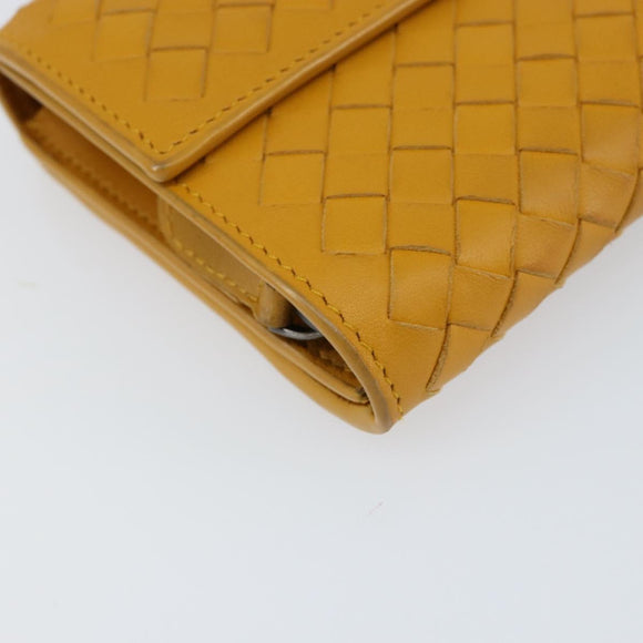 BOTTEGA VENETA INTRECCIATO Long Wallet Leather Yellow Auth am9863