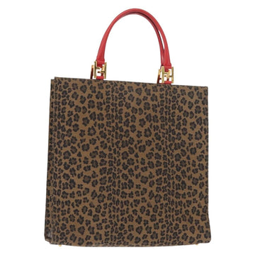 FENDI Tote Bag Canvas Brown Gold Auth am9867