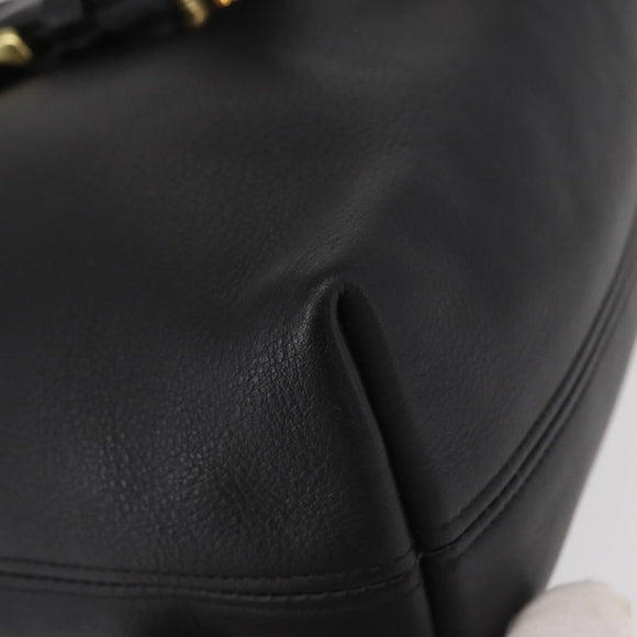 Coach Backpack Leather Black Gold Auth am9869