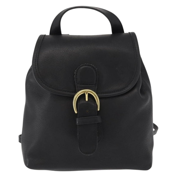 Coach Backpack Leather Black Gold Auth am9869