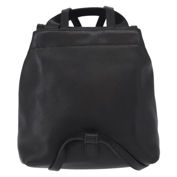 Coach Backpack Leather Black Gold Auth am9869