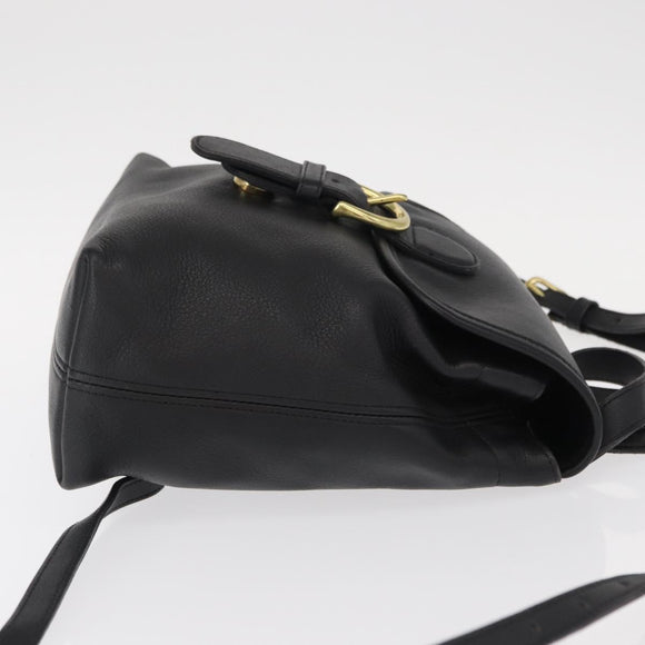 Coach Backpack Leather Black Gold Auth am9869