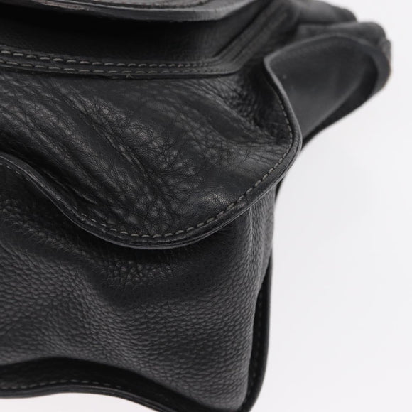 Chloe Marcie Hand Bag Leather Black Gold Auth am9872