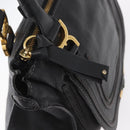 Chloe Marcie Hand Bag Leather Black Gold Auth am9872-14