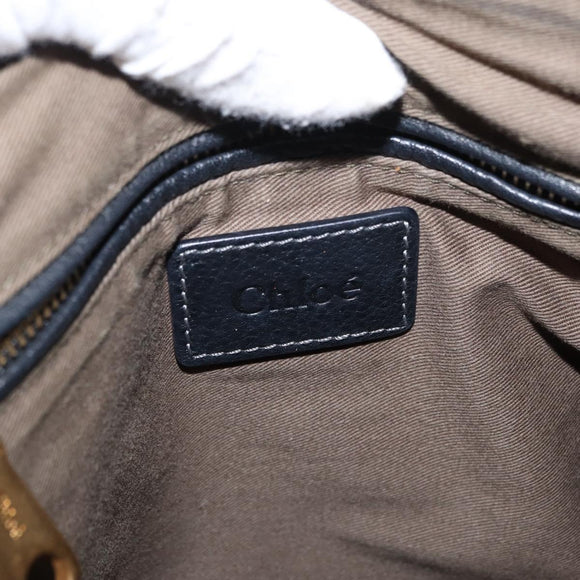 Chloe Marcie Hand Bag Leather Black Gold Auth am9872