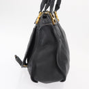 Chloe Marcie Hand Bag Leather Black Gold Auth am9872-4