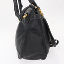 Chloe Marcie Hand Bag Leather Black Gold Auth am9872-5