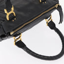 Chloe Marcie Hand Bag Leather Black Gold Auth am9872-6